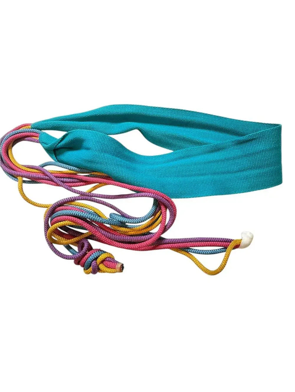 Vintage Funky Multicolor Rope Belt Turquoise Fabric Accent